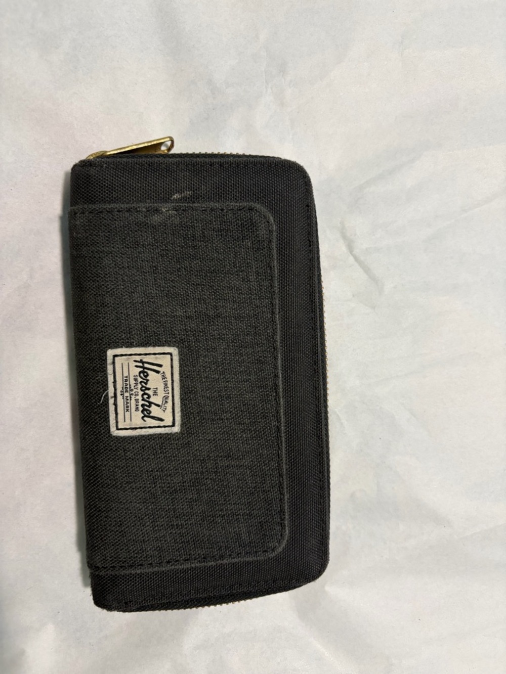 Herschel Supply Company Black Canvas Zip Phone Wallet with Gold Accent